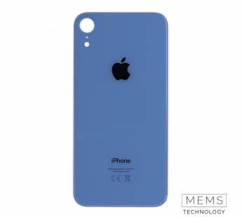 Задняя крышка для iPhone Xr (A2105) Голубой (стекло, широкий вырез под камеру, логотип)#2150735