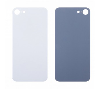 Задняя крышка для iPhone 8 Белый (стекло, широкий вырез под камеру, логотип)#2071950