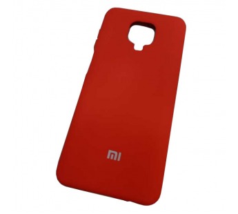 Чехол силиконовый Xiaomi Redmi Note 9 Pro Silicone Cover с лого красный#1948555