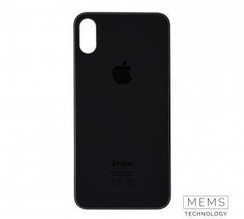 Задняя крышка для iPhone Xs Серый (стекло, широкий вырез под камеру, логотип)#2150743