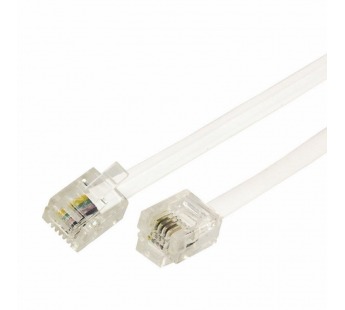 Телефонный шнур, удлинитель RJ-11(6P-4C), длина 20 метров, белый "Rexant"#2076101