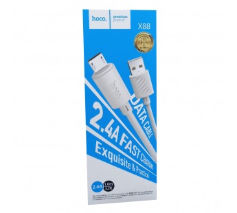 Кабель USB - Micro USB HOCO X88 "Gratified" (2.4А, 100см) белый#1895430