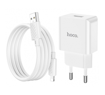Адаптер сетевой Hoco C106A+кабель Lighting (белый)#1858330