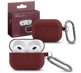 Чехол для APods 3 Hang Silicone (Burgundy) с карабином#1859195