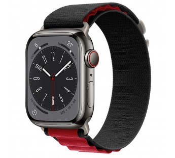 Ремешок - ApW27 Alpine Loop для "Apple Watch 42/44/45/49 mm" текстиль (black/bordo) (214289)#1860967