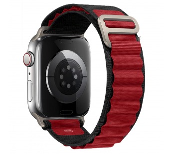 Ремешок - ApW27 Alpine Loop для "Apple Watch 42/44/45/49 mm" текстиль (black/bordo) (214289)#2004464