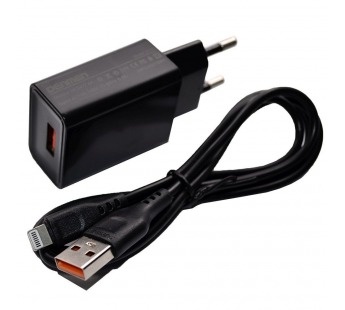 Сетевой адаптер питания DENMEN DC01L 1USB + кабель Lightning (черный)#1859455
