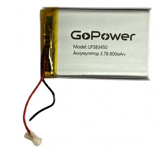 Аккумулятор Li-Pol LP383450 PK1 3.7V 800mAh (толщ.3,8мм, шир.34мм, дл.50мм) "GoPower"#1899077