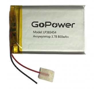 Аккумулятор Li-Pol LP383454 PK1 3.7V 800mAh (толщ.3,8мм, шир.34мм, дл.54мм) "GoPower"#1899078