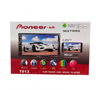 Автомагнитола Pioneeir ok 7013 двухдиновая, Bluetooth, Mirror Link, usb, SD, FM, пульт#1870820
