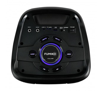 Портативная колонка FUMIKO Hammer FBS05-01 (Bluetooth/USB/TF/2микр/ПДУ/подсв/30Вт) 250x242x59 черн#1861839