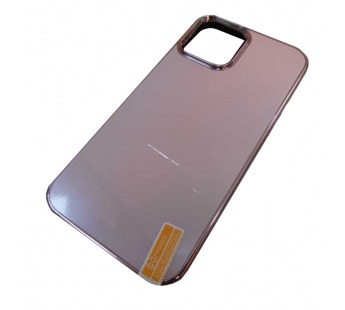 Чехол силикон-пластик iPhone 12/12 Pro матовый с логотипом розовый#1930520