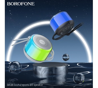 Портативная колонка Borofone BR28 (Bluetooth/FM/USB/5Bт) светящаяся темно-зеленая#1867823