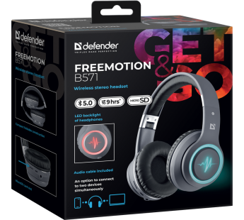 Bluetooth-наушники полноразмерные Defender FreeMotion B571 (grey) (218086)#1863966