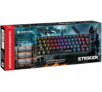Клавиатура Defender Striker GK-380L механическая игровая USB (black) (218145)#1862752