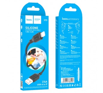 Кабель USB - Apple Lightning HOCO X90 "Cool silicone" (2.4А, 100см) черный#2034211