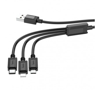 Кабель USB Multi 3в1 Lightning/micro USB/Type-C HOCO X74 (100 см, 2А) черный#1863050