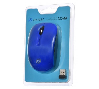 Мышь Оклик 525MW черный/синий оптическая (1000dpi) беспроводная USB для ноутбука (3but) [14.04], шт#1864178