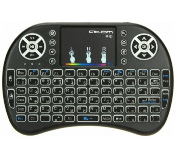 Беспроводная мини-клавиатура с тачпадом АТ-103, аккумулятор BL-5C, цветная подсветка "Атом"#1882099