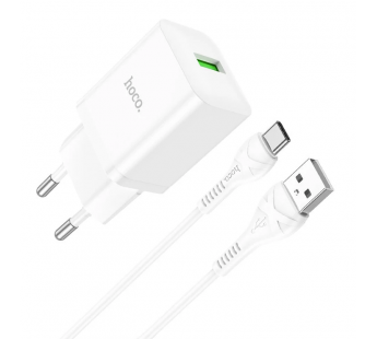 Адаптер Сетевой с кабелем Hoco N26 Maxim QC3.0 USB 18W (USB/Type-C) (white) (213944)#1864862