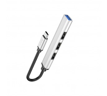 Хаб Type-C - USB Hoco HB26 4USB, 13см (silver) (206206)#1877017