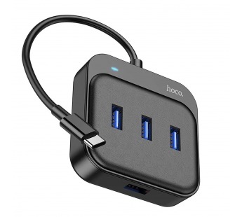 Хаб Type-C - USB Hoco HB31 Easy 4USB 3.0 (black) (213891)#1877006