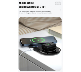 Беспроводное зарядное устройство XO WX025, 2в1(Phone+Phone/AirPods) цвет черный#1868412