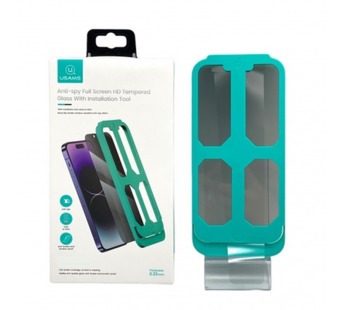 Защитное стекло iPhone 14 Pro Usams (Антишпион/приватное) в упаковке#1876953