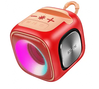 Портативная колонка Borofone BR29 (Bluetooth/FM/USB/TF/AUX/5Bт) светящаяся красная#1870524