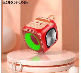 Портативная колонка Borofone BR29 (Bluetooth/FM/USB/TF/AUX/5Bт) светящаяся красная#1870519