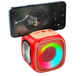Портативная колонка Borofone BR29 (Bluetooth/FM/USB/TF/AUX/5Bт) светящаяся красная#1870520