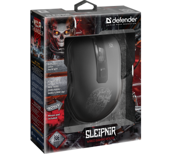 Проводная игровая мышь DEFENDER Sleipnir GM-927 6 кнопок,12800dpi#1870933