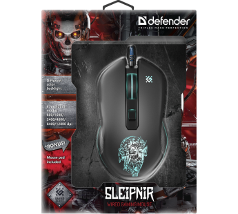 Проводная игровая мышь DEFENDER Sleipnir GM-927 6 кнопок,12800dpi#1870934