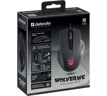 Проводная игровая мышь DEFENDER Wolverine GM-700L RGB,7кнопок,12800dpi#1870943