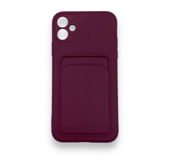 Чехол iPhone 11 силикон Card Case с Карманом для карты Бордовый#1872084