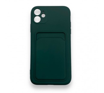 Чехол iPhone 11 силикон Card Case с Карманом для карты Темно-Зеленый#1872082