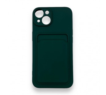 Чехол iPhone 14 силикон Card Case с Карманом для карты Темно-Зеленый#1872110