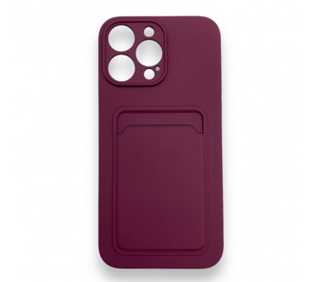 Чехол iPhone 14 Pro силикон Card Case с Карманом для карты Бордовый#1872105