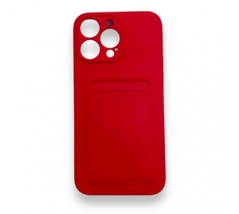 Чехол iPhone 14 Pro силикон Card Case с Карманом для карты Красный#1872104