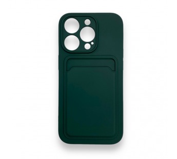 Чехол iPhone 14 Pro силикон Card Case с Карманом для карты Темно-Зеленый#1872102