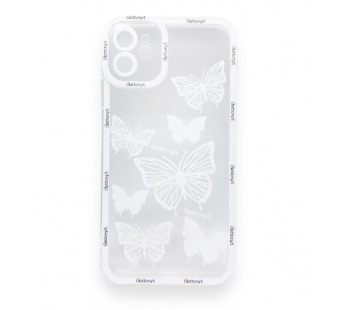 Чехол iPhone 11 (Full Camera/Бабочки Белый) Силикон Прозрачный 1.5mm#1872151
