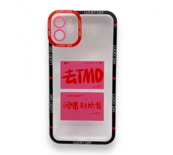 Чехол iPhone 11 (Full Camera/Иероглифы Розовый) Силикон Прозрачный 1.5mm#1872156