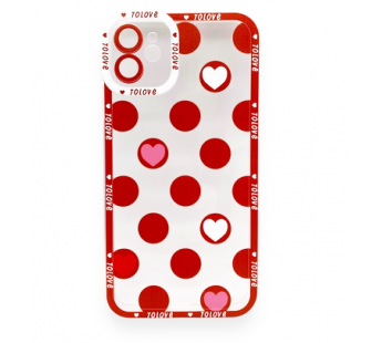 Чехол iPhone 11 (Full Camera/Сердце Красный) Силикон Прозрачный 1.5mm#1872140