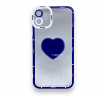 Чехол iPhone 11 (Full Camera/Сердце Синий) Силикон Прозрачный 1.5mm#1872115