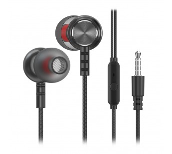 Проводные наушники 3.5 Smartbuy M300, металлич корпус, микрофон, пульт, черные#1875760
