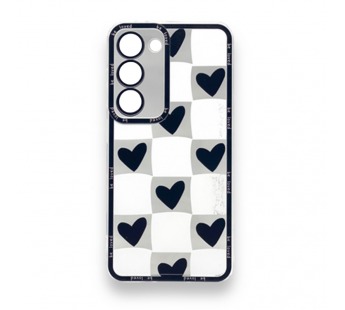 Чехол Samsung S23+ 5G (2023) (Full Camera/Сердце Черный) Силикон Прозрачный 1.5mm#2100049