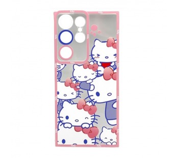 Чехол Samsung S23 Ultra 5G (2023) (Full Camera/Pink Cats) Силикон Прозрачный 1.5mm#2100032