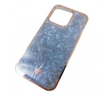 Чехол силикон-пластик iPhone 14 цветной гранит голубой#1877381