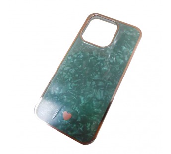 Чехол силикон-пластик iPhone 14 цветной гранит зеленый#1877414