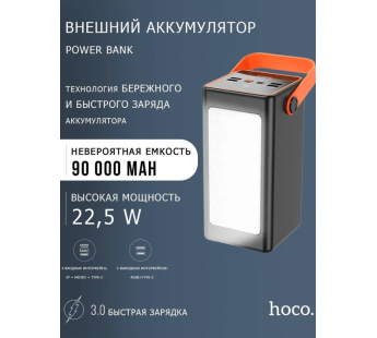 Внешний аккумулятор Hoco J107 (22.5W, PD, QC) 90000mAh, черный#1881138